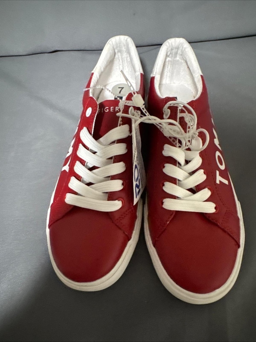 Tommy Hilfiger Red Lace-Up Women's Sneakers with White Laces